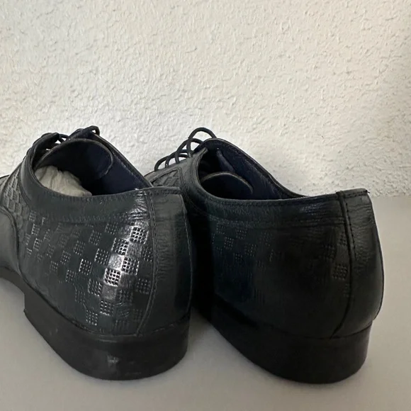 Men's Classic Premium‎ Leather Dress ShoesLace-Up Oxford Navy Leather Outsole